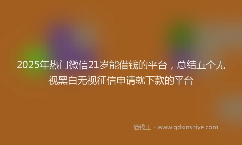 2025年热门微信21岁能借钱的平台，总结五个无视黑白无视征信申请就下款的平台