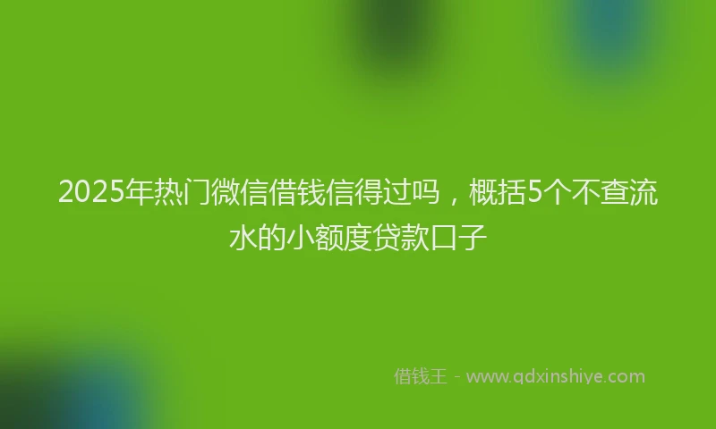 2025年热门微信借钱信得过吗，概括5个不查流水的小额度贷款口子