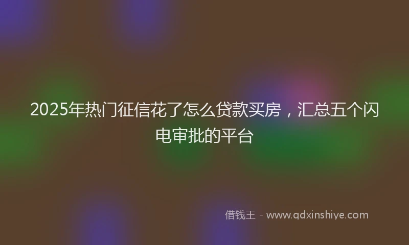 2025年热门征信花了怎么贷款买房，汇总五个闪电审批的平台