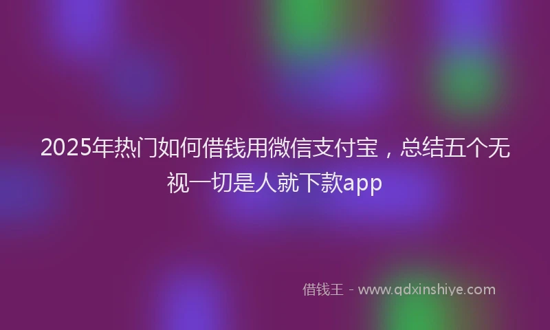 2025年热门如何借钱用微信支付宝，总结五个无视一切是人就下款app