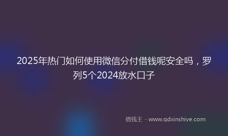 2025年热门如何使用微信分付借钱呢安全吗，罗列5个2024放水口子