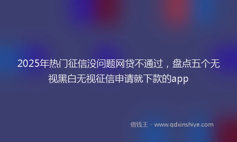 2025年热门征信没问题网贷不通过，盘点五个无视黑白无视征信申请就下款的app