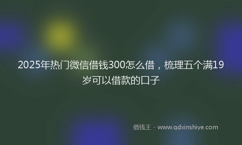 2025年热门微信借钱300怎么借，梳理五个满19岁可以借款的口子