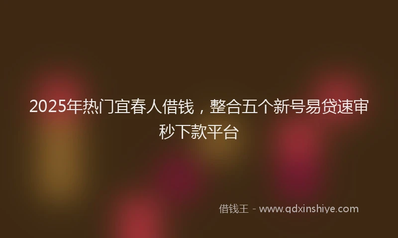 2025年热门宜春人借钱，整合五个新号易贷速审秒下款平台