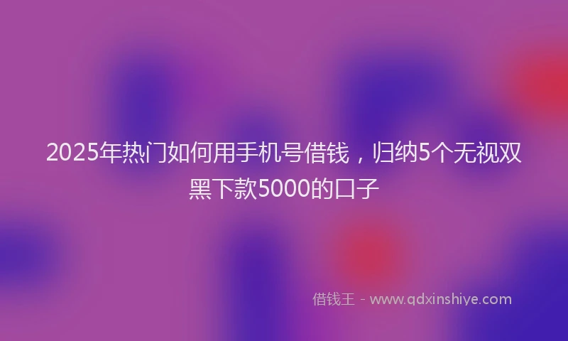 2025年热门如何用手机号借钱，归纳5个无视双黑下款5000的口子