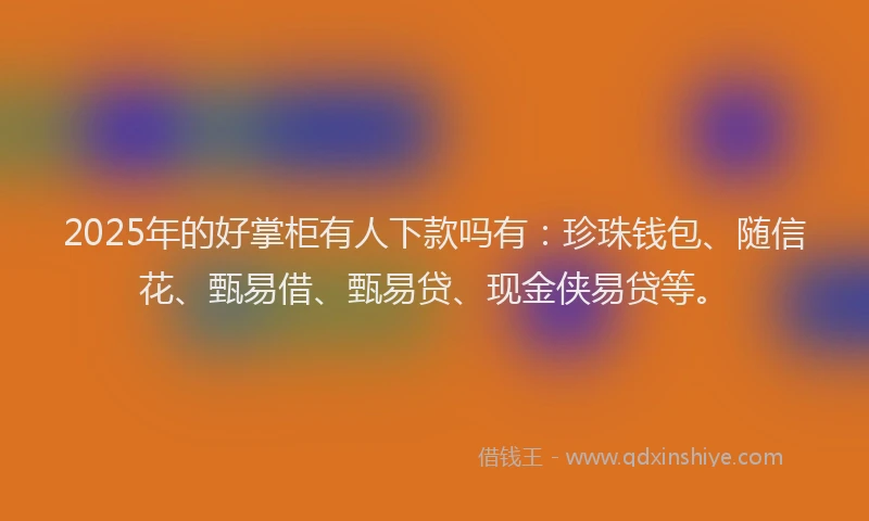 2025年的好掌柜有人下款吗有：珍珠钱包、随信花、甄易借、甄易贷、现金侠易贷等。