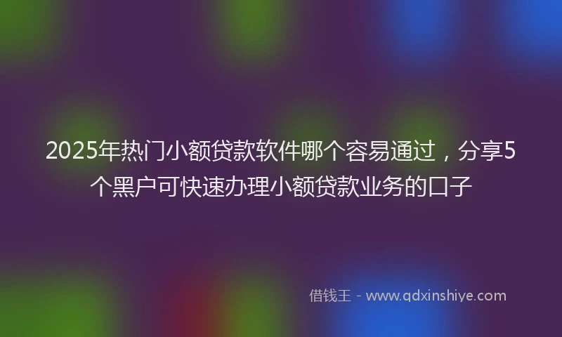 2025年热门小额贷款软件哪个容易通过，分享5个黑户可快速办理小额贷款业务的口子