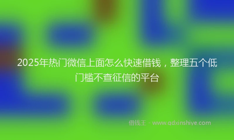 2025年热门微信上面怎么快速借钱，整理五个低门槛不查征信的平台