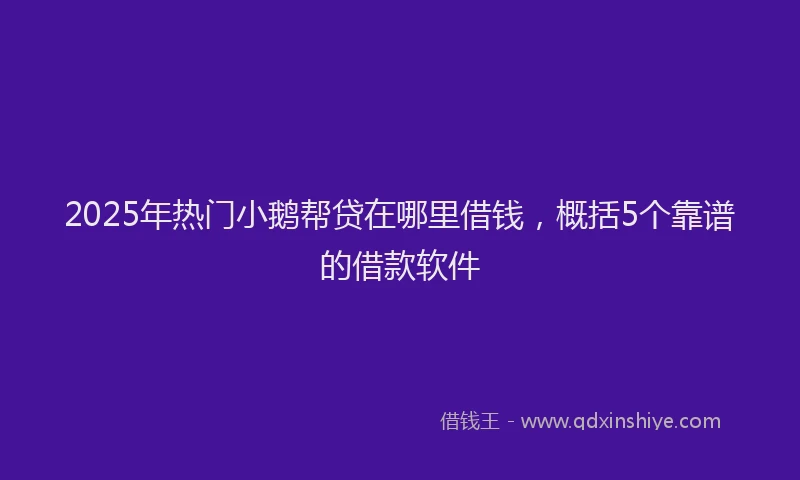 2025年热门小鹅帮贷在哪里借钱，概括5个靠谱的借款软件