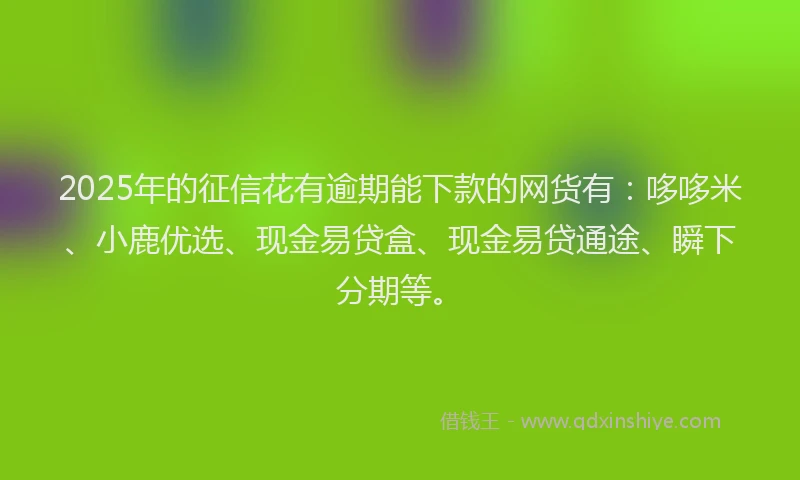 2025年的征信花有逾期能下款的网货有：哆哆米、小鹿优选、现金易贷盒、现金易贷通途、瞬下分期等。