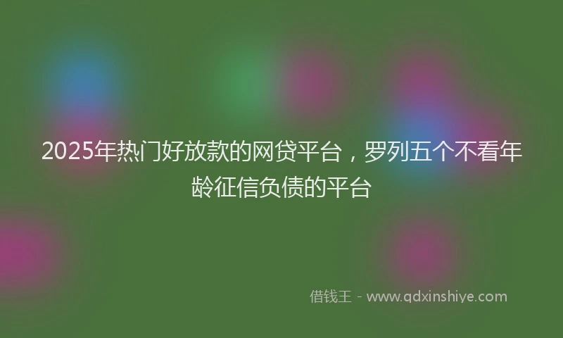 2025年热门好放款的网贷平台，罗列五个不看年龄征信负债的平台