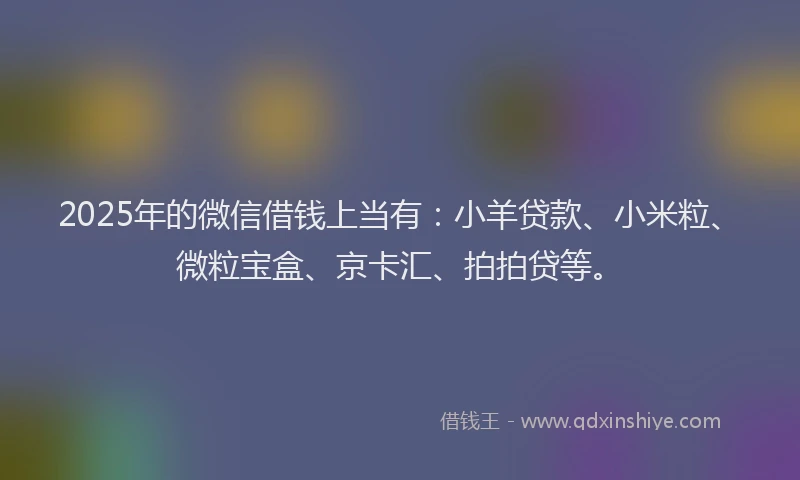 2025年的微信借钱上当有：小羊贷款、小米粒、微粒宝盒、京卡汇、拍拍贷等。