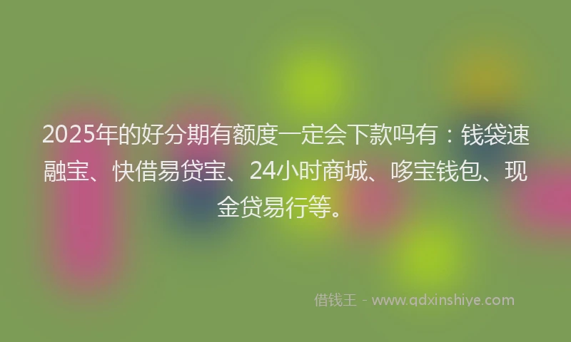 2025年的好分期有额度一定会下款吗有：钱袋速融宝、快借易贷宝、24小时商城、哆宝钱包、现金贷易行等。
