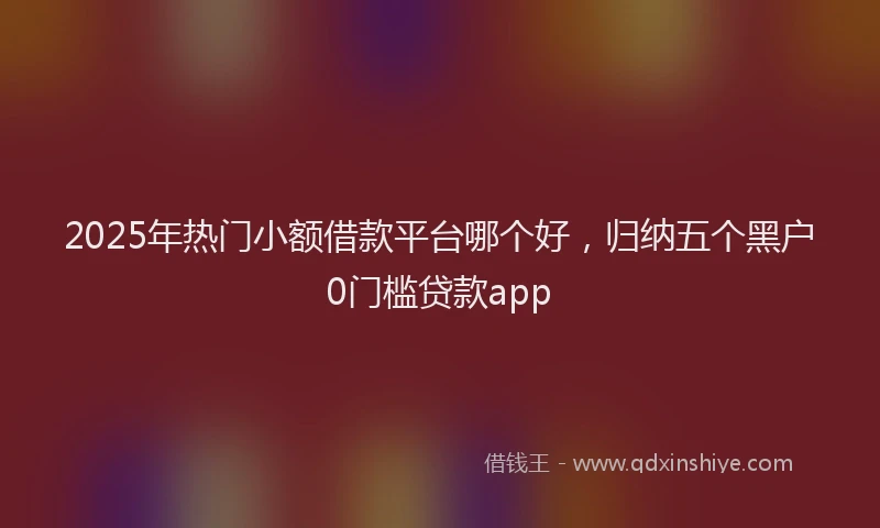 2025年热门小额借款平台哪个好，归纳五个黑户0门槛贷款app