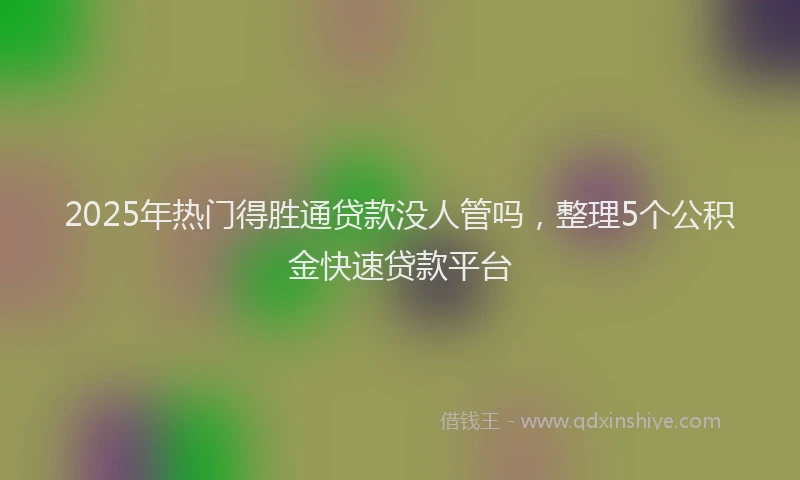 2025年热门得胜通贷款没人管吗，整理5个公积金快速贷款平台