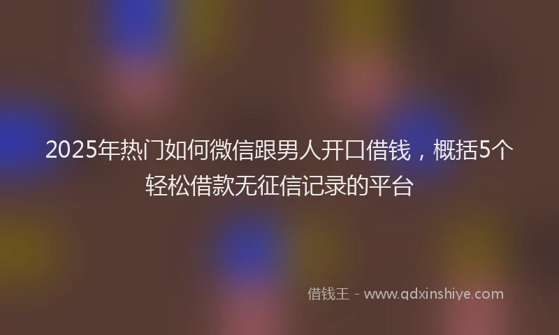 2025年热门如何微信跟男人开口借钱，概括5个轻松借款无征信记录的平台