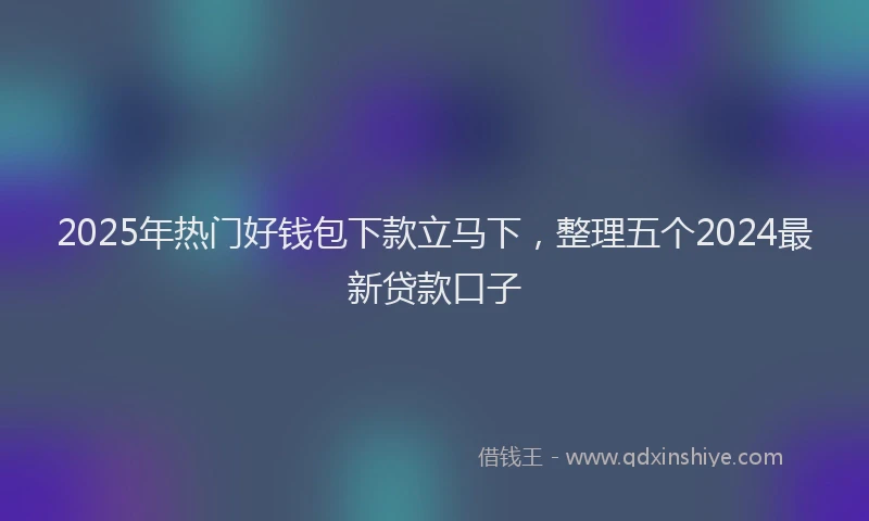 2025年热门好钱包下款立马下，整理五个2024最新贷款口子