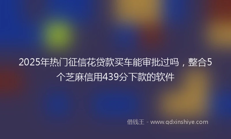 2025年热门征信花贷款买车能审批过吗，整合5个芝麻信用439分下款的软件