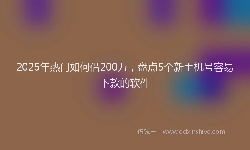 2025年热门如何借200万，盘点5个新手机号容易下款的软件