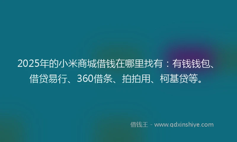 2025年的小米商城借钱在哪里找有：有钱钱包、借贷易行、360借条、拍拍用、柯基贷等。