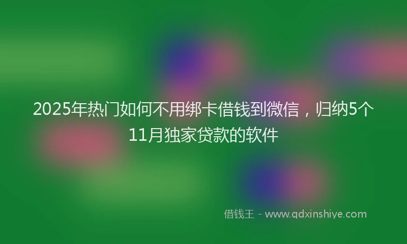 2025年热门如何不用绑卡借钱到微信，归纳5个11月独家贷款的软件