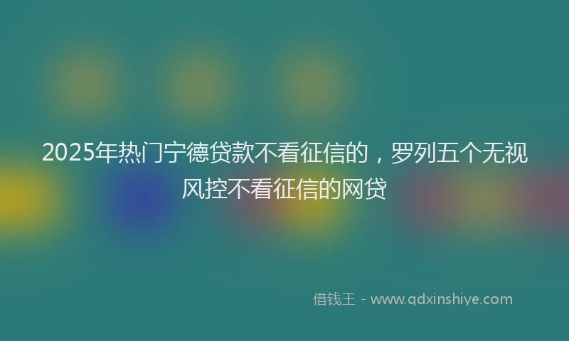 2025年热门宁德贷款不看征信的，罗列五个无视风控不看征信的网贷