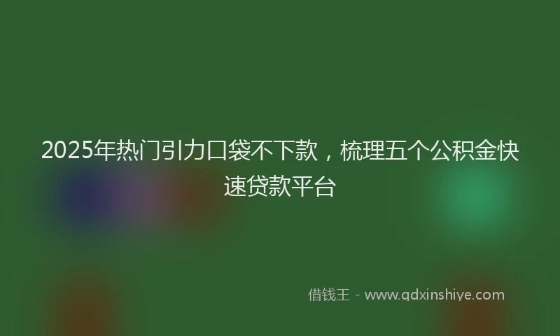 2025年热门引力口袋不下款，梳理五个公积金快速贷款平台