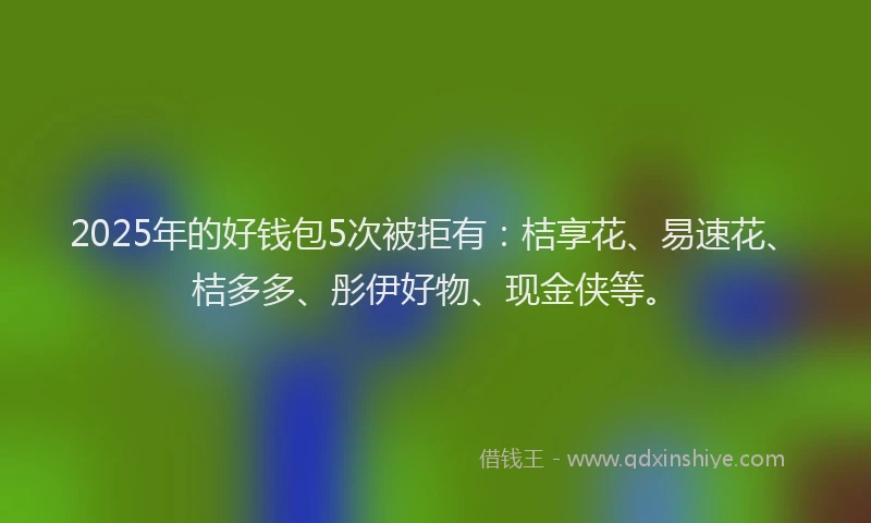 2025年的好钱包5次被拒有：桔享花、易速花、桔多多、彤伊好物、现金侠等。