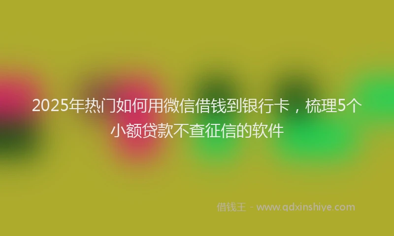 2025年热门如何用微信借钱到银行卡，梳理5个小额贷款不查征信的软件