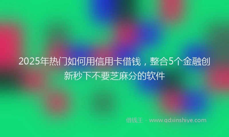 2025年热门如何用信用卡借钱，整合5个金融创新秒下不要芝麻分的软件