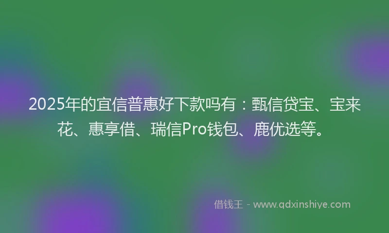 2025年的宜信普惠好下款吗有：甄信贷宝、宝来花、惠享借、瑞信Pro钱包、鹿优选等。
