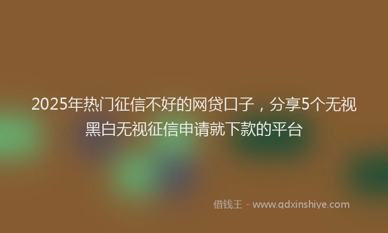 2025年热门征信不好的网贷口子，分享5个无视黑白无视征信申请就下款的平台