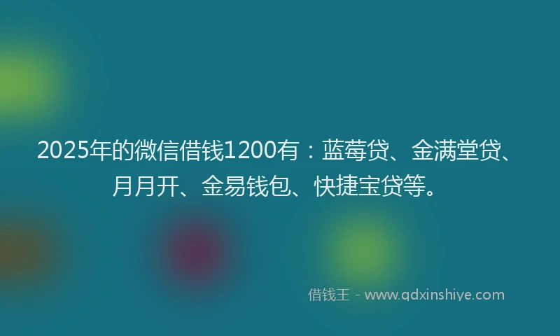2025年的微信借钱1200有：蓝莓贷、金满堂贷、月月开、金易钱包、快捷宝贷等。