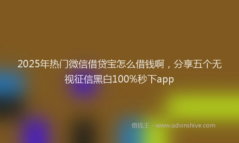 2025年热门微信借贷宝怎么借钱啊，分享五个无视征信黑白100%秒下app