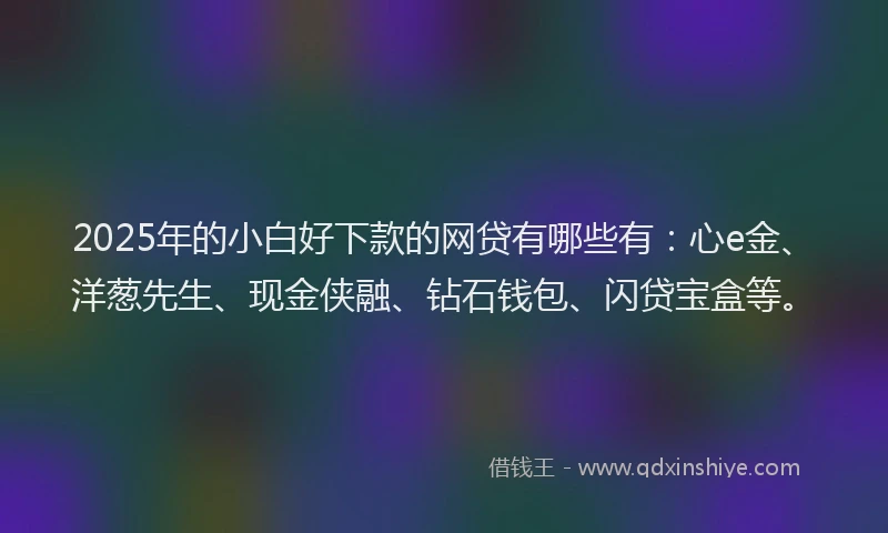 2025年的小白好下款的网贷有哪些有：心e金、洋葱先生、现金侠融、钻石钱包、闪贷宝盒等。