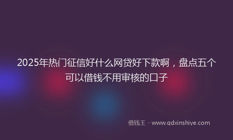 2025年热门征信好什么网贷好下款啊，盘点五个可以借钱不用审核的口子
