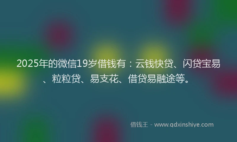 2025年的微信19岁借钱有：云钱快贷、闪贷宝易、粒粒贷、易支花、借贷易融途等。