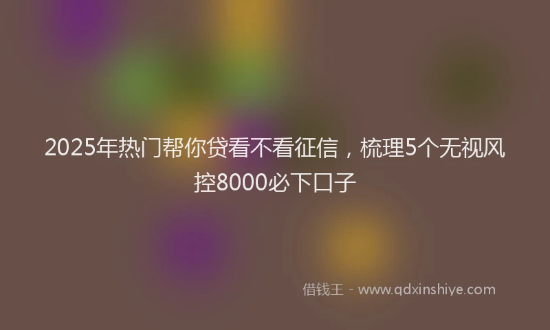 2025年热门帮你贷看不看征信，梳理5个无视风控8000必下口子