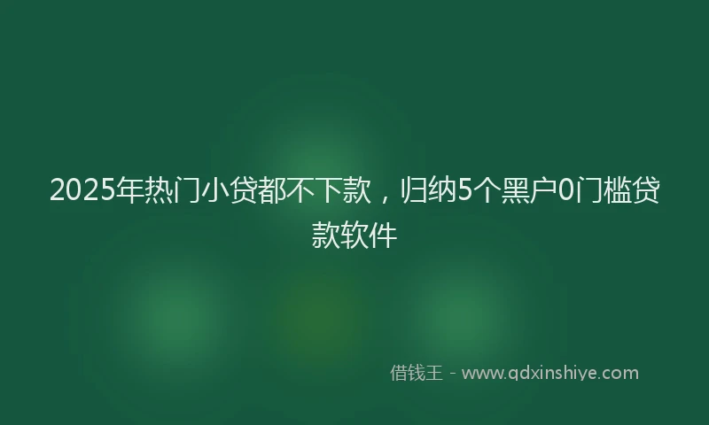 2025年热门小贷都不下款，归纳5个黑户0门槛贷款软件