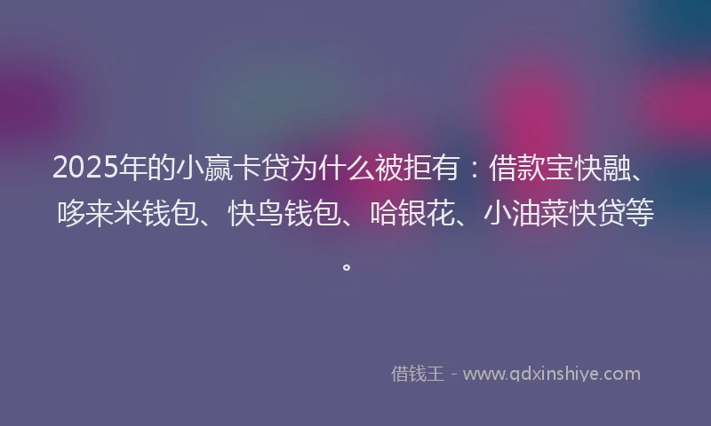 2025年的小赢卡贷为什么被拒有：借款宝快融、哆来米钱包、快鸟钱包、哈银花、小油菜快贷等。