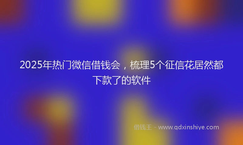 2025年热门微信借钱会，梳理5个征信花居然都下款了的软件