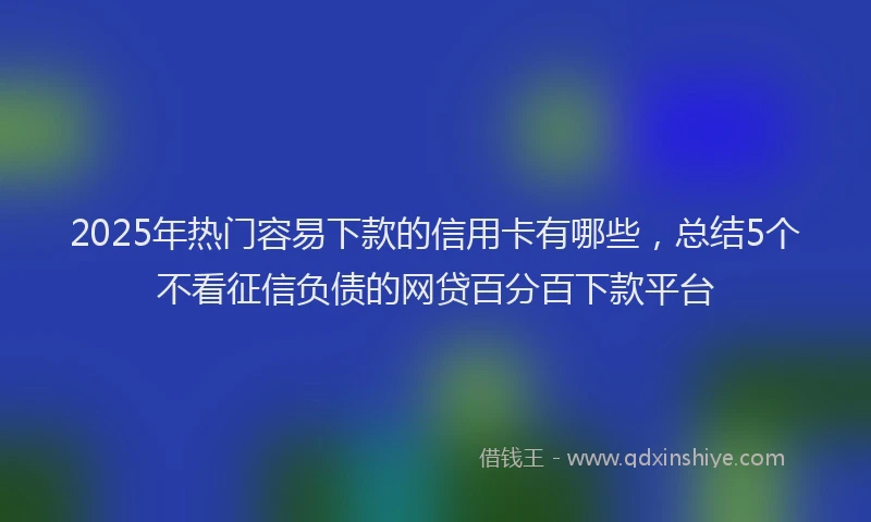 2025年热门容易下款的信用卡有哪些，总结5个不看征信负债的网贷百分百下款平台