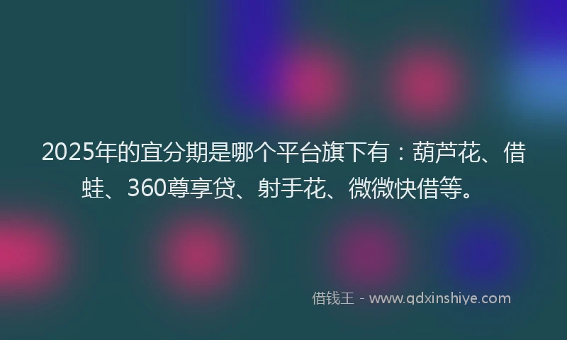 2025年的宜分期是哪个平台旗下有：葫芦花、借蛙、360尊享贷、射手花、微微快借等。