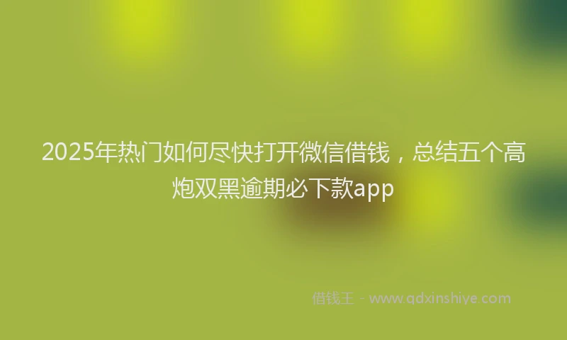 2025年热门如何尽快打开微信借钱，总结五个高炮双黑逾期必下款app
