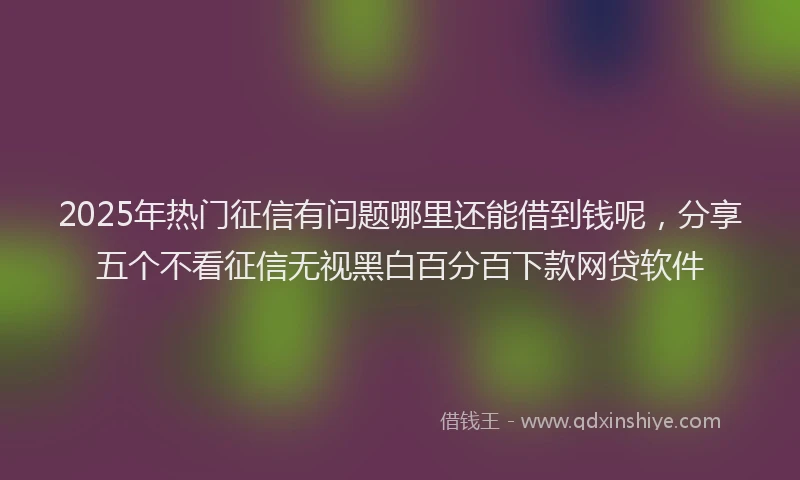 2025年热门征信有问题哪里还能借到钱呢，分享五个不看征信无视黑白百分百下款网贷软件