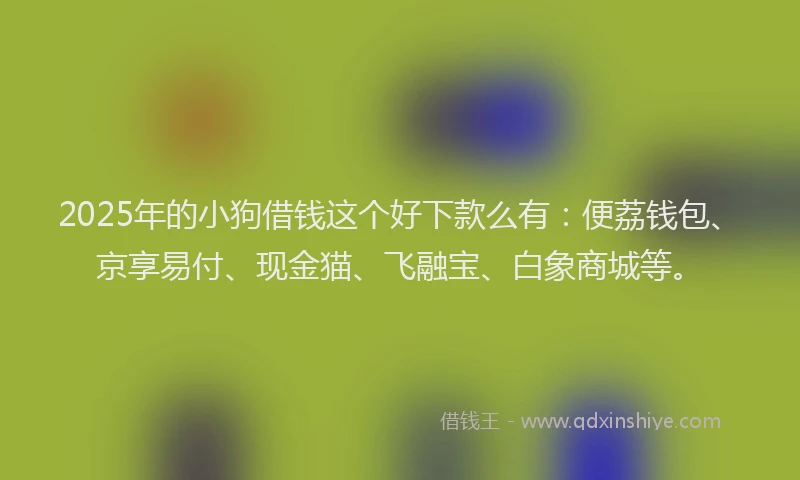 2025年的小狗借钱这个好下款么有：便荔钱包、京享易付、现金猫、飞融宝、白象商城等。