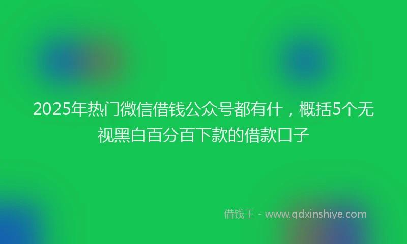 2025年热门微信借钱公众号都有什，概括5个无视黑白百分百下款的借款口子