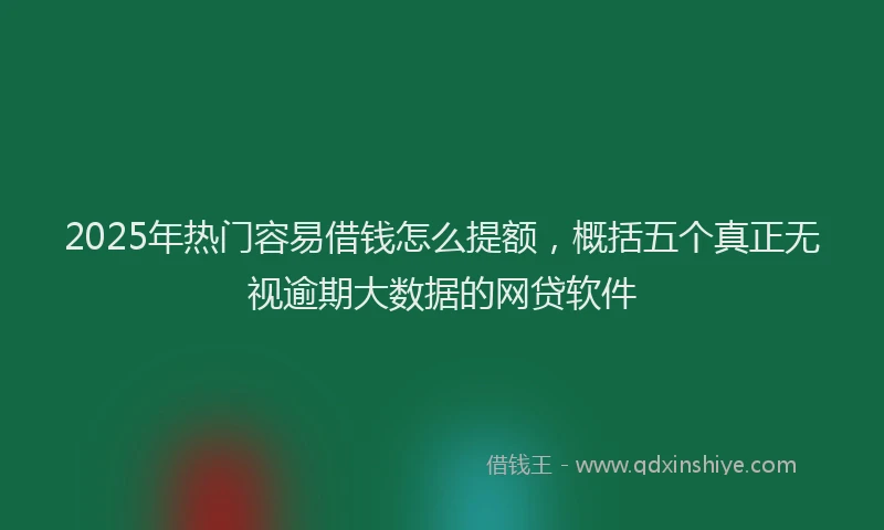 2025年热门容易借钱怎么提额，概括五个真正无视逾期大数据的网贷软件
