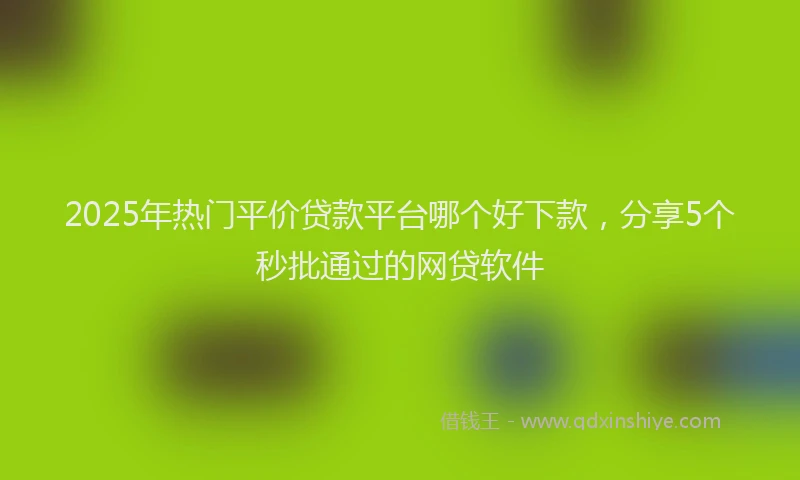 2025年热门平价贷款平台哪个好下款，分享5个秒批通过的网贷软件