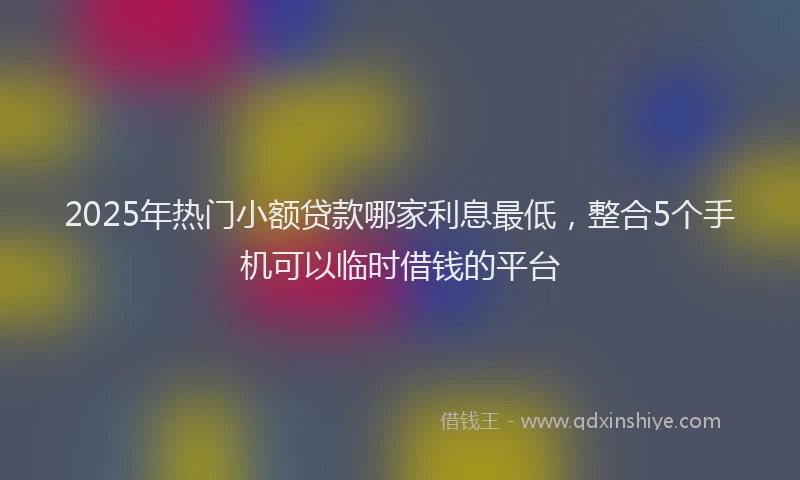 2025年热门小额贷款哪家利息最低，整合5个手机可以临时借钱的平台